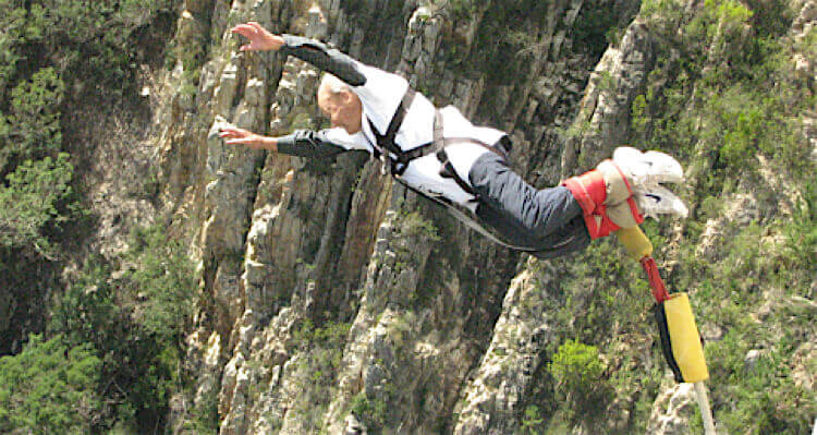Mohr takes the leap of faith at 96 years old - one, two, miss a few, 96 bungeeeee!