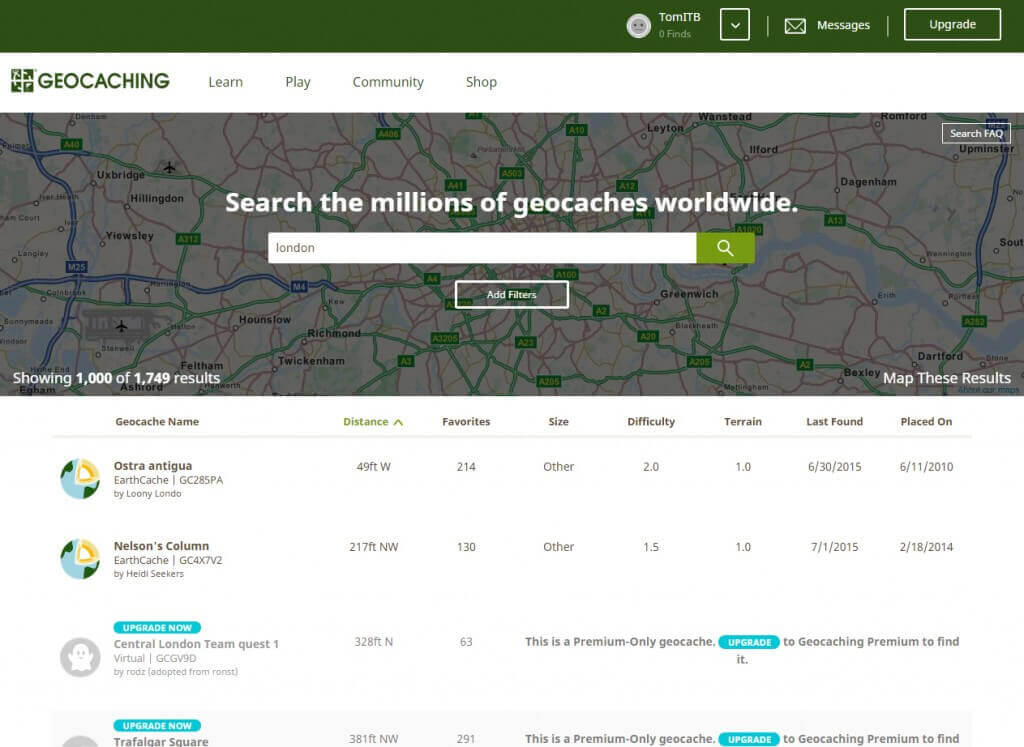 GeocachingAdvanced-SearchFindfilterandsortgeocaches