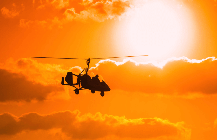 gyrocopter sunset