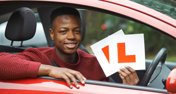 Young driver with provisional L plates
