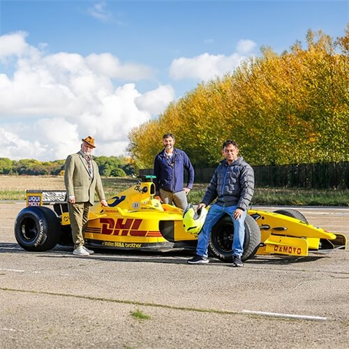 Jordan F1 Photoshoot and Passenger Hotlap three guys pictured by car thumbnail