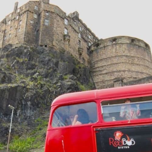 Edinburgh Castle and Red Bus Bistro