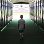 Walking through tunnel onto the pitch