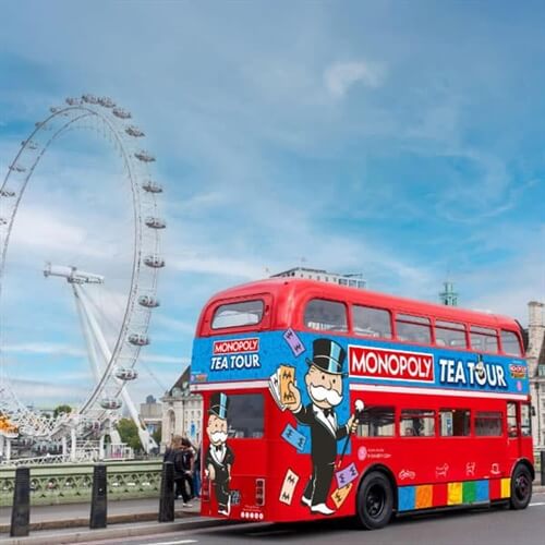 Monopoly Afternoon Tea Tour London on a Vintage Routemaster Double Decker Monopoly Afternoon Tea Tour London on a Vintage Routemaster Double Decker