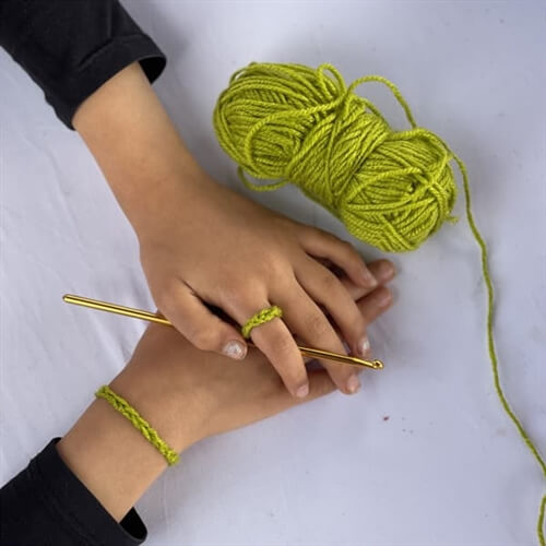 Crocheting with Lime Green Wool Crocheting with Lime Green Wool