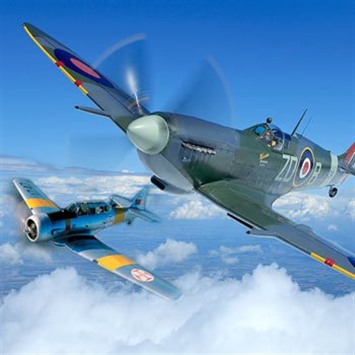 spitfire and harvard in formation spitfire and harvard in formation